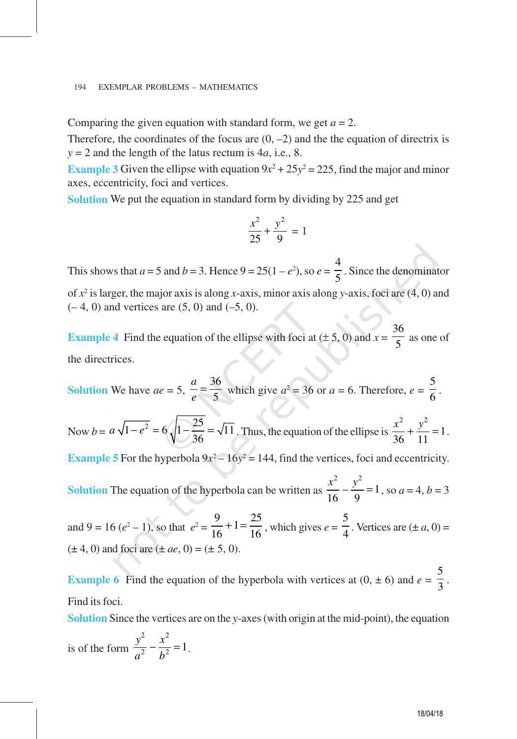 NCERT Exemplar Book for Class 11 Maths: Chapter 11 Conic Sections - Page 9