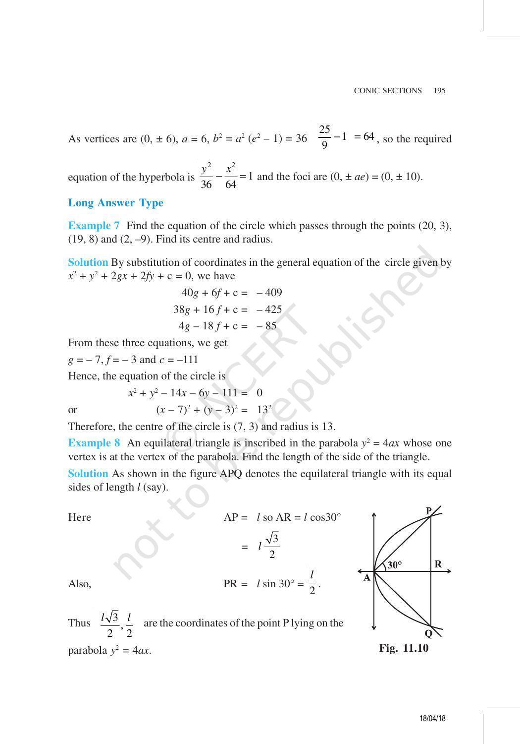 NCERT Exemplar Book for Class 11 Maths: Chapter 11 Conic Sections - Page 10