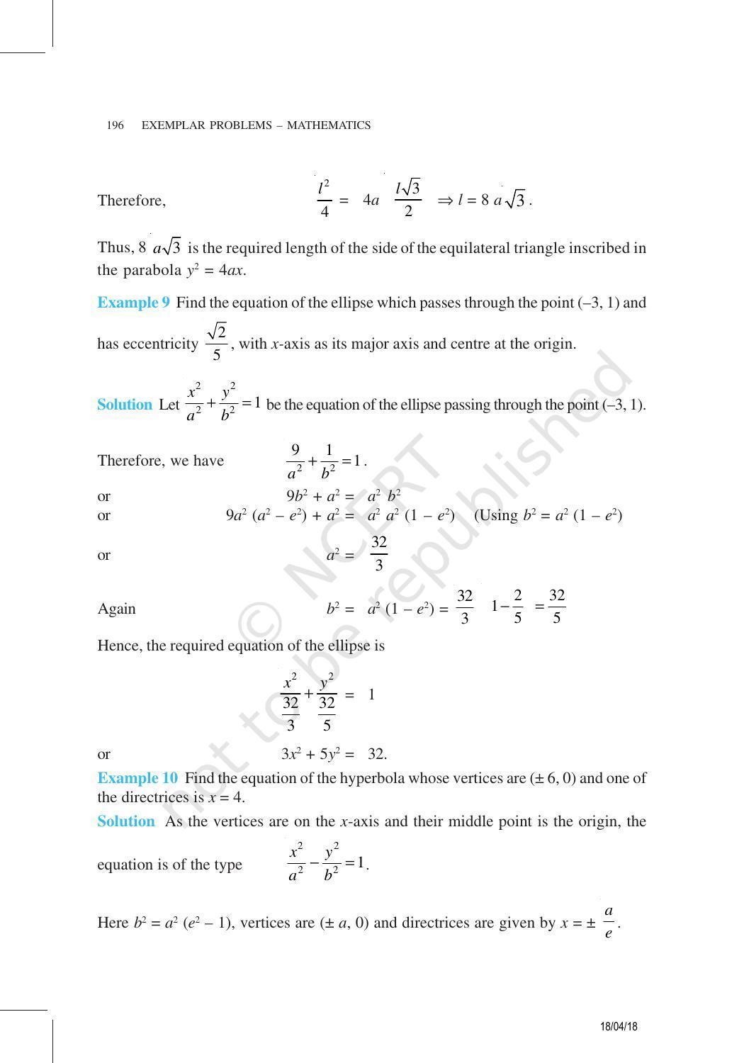 NCERT Exemplar Book for Class 11 Maths: Chapter 11 Conic Sections - Page 11