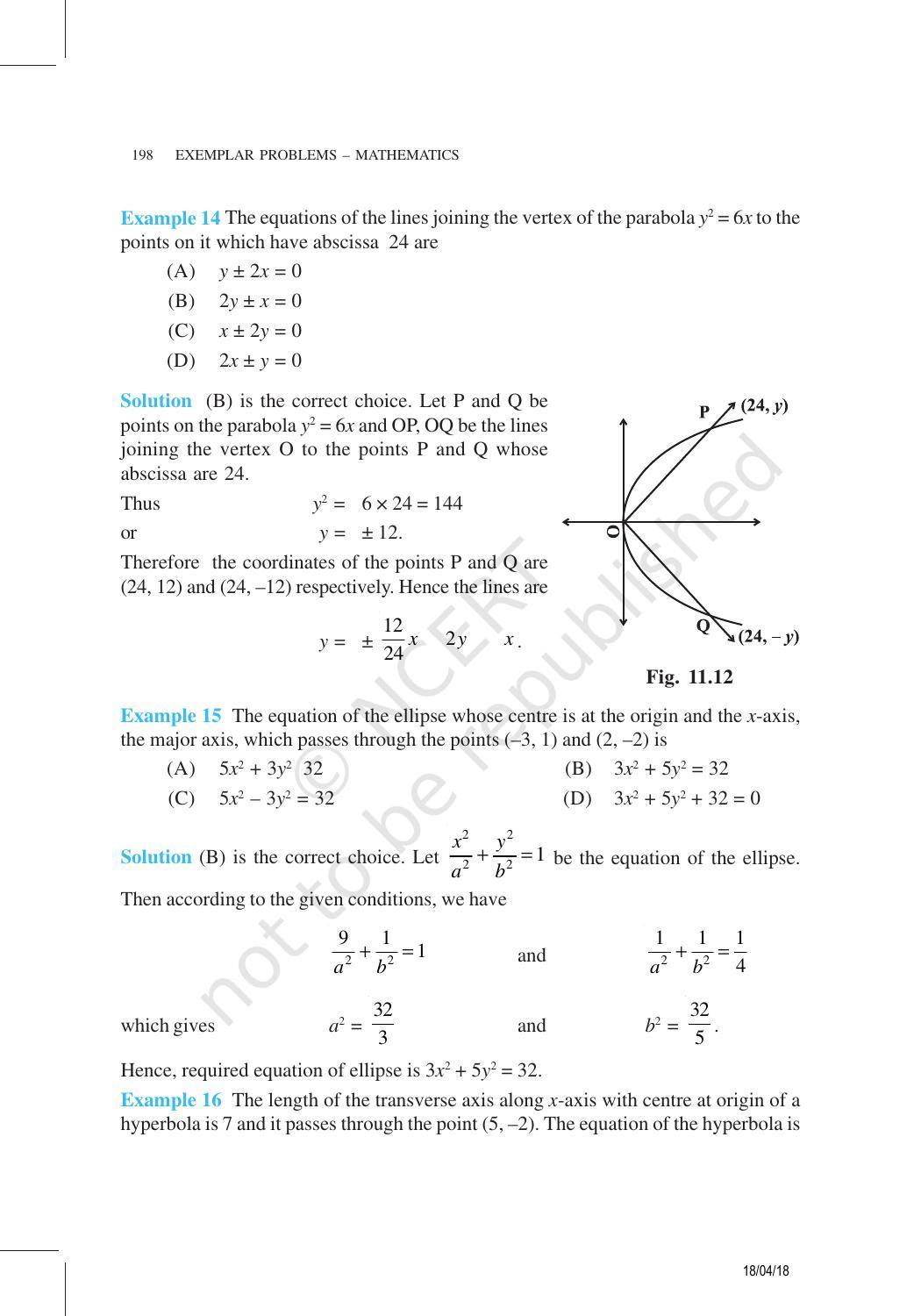 NCERT Exemplar Book for Class 11 Maths: Chapter 11 Conic Sections - Page 13