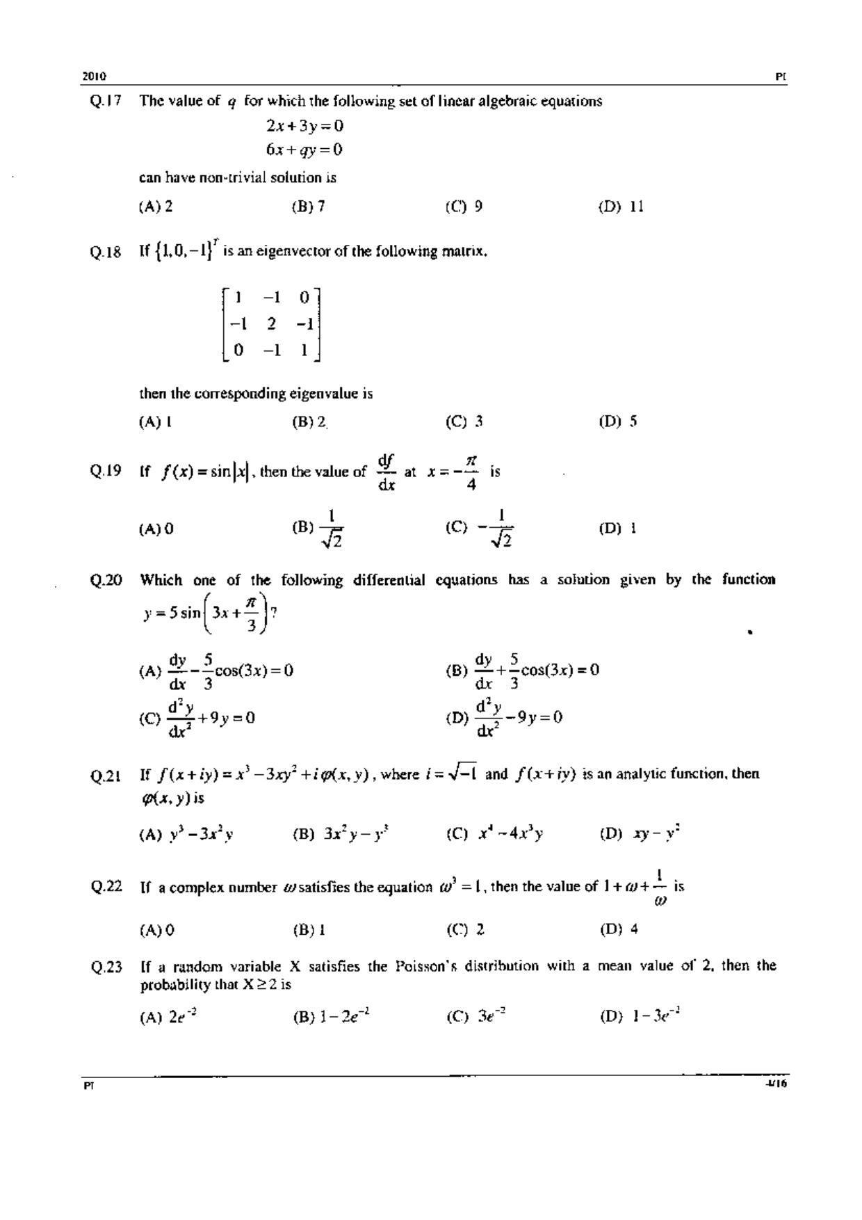 GATE 2010 Production and Industrial Engineering (PI) Question Paper with Answer Key - Page 4
