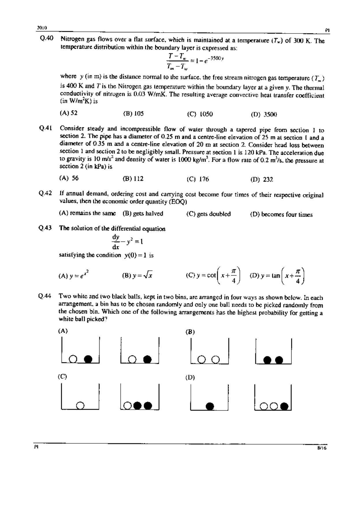 GATE 2010 Production and Industrial Engineering (PI) Question Paper with Answer Key - Page 8