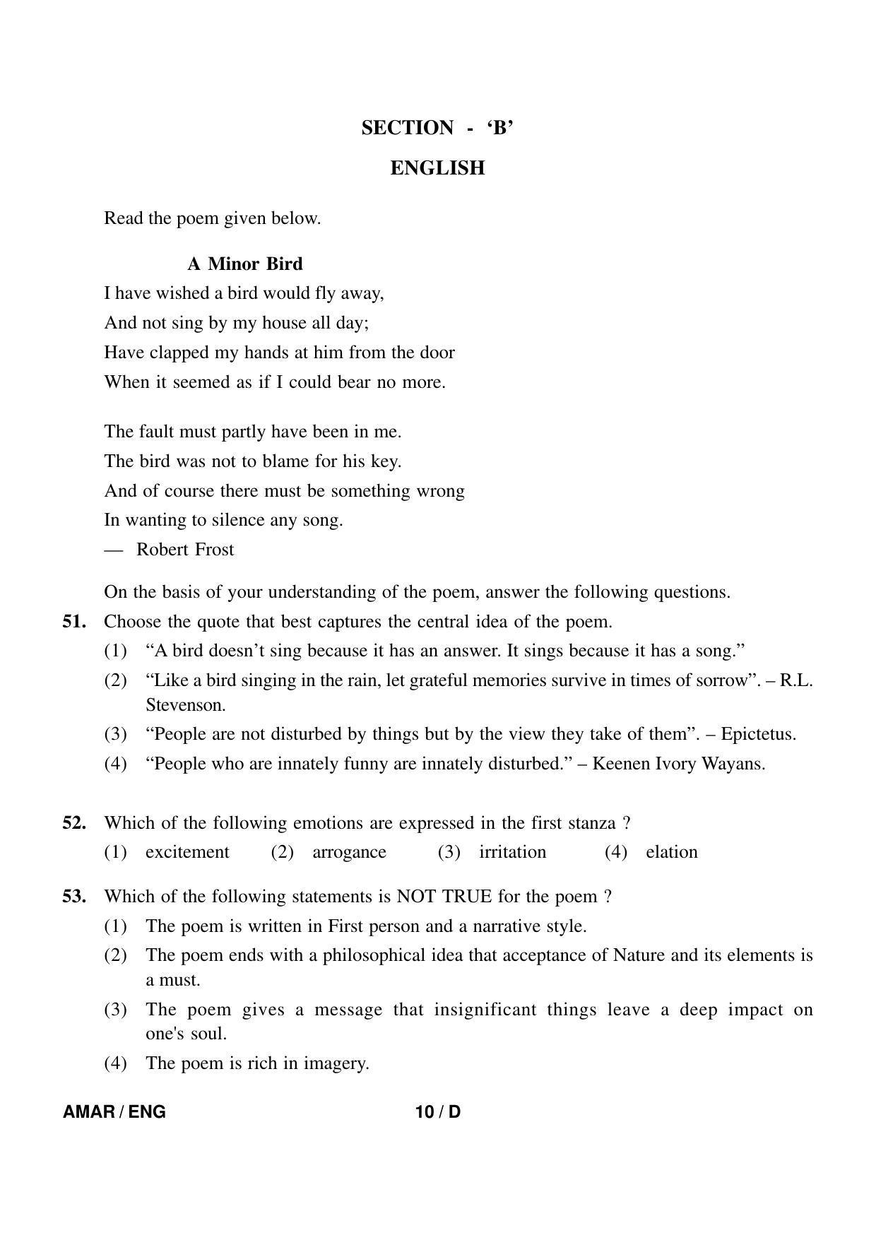 Sainik School Class 9 Question Paper 2022 in English IndCareer Docs