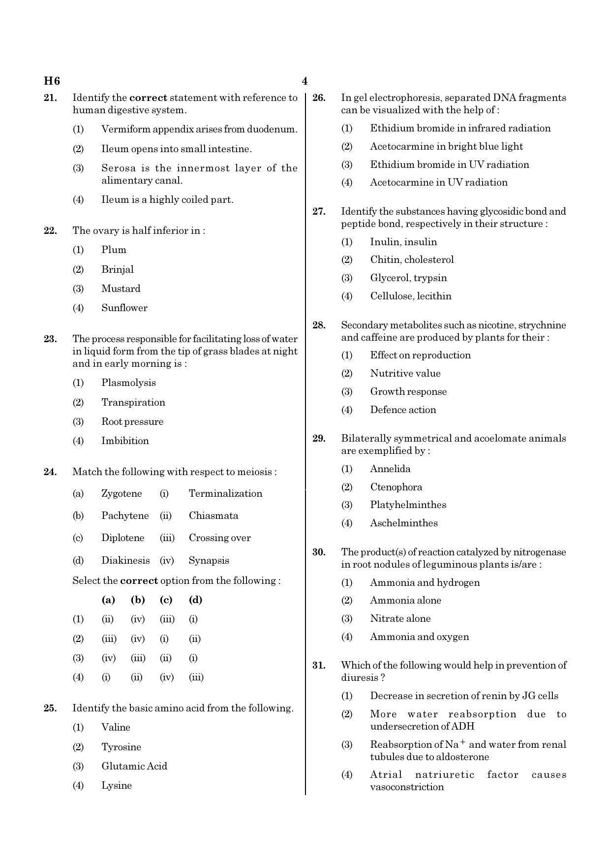 NEET H6 2020 Question Paper - Page 4