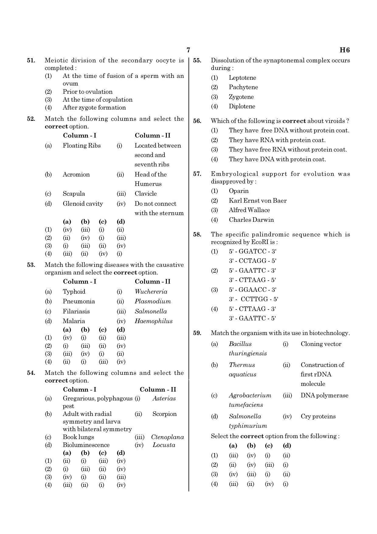 NEET H6 2020 Question Paper - Page 7