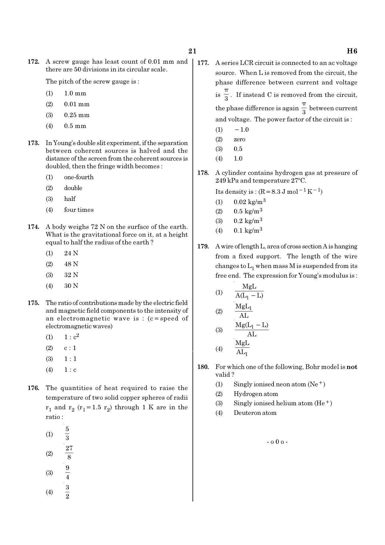 NEET H6 2020 Question Paper - Page 21