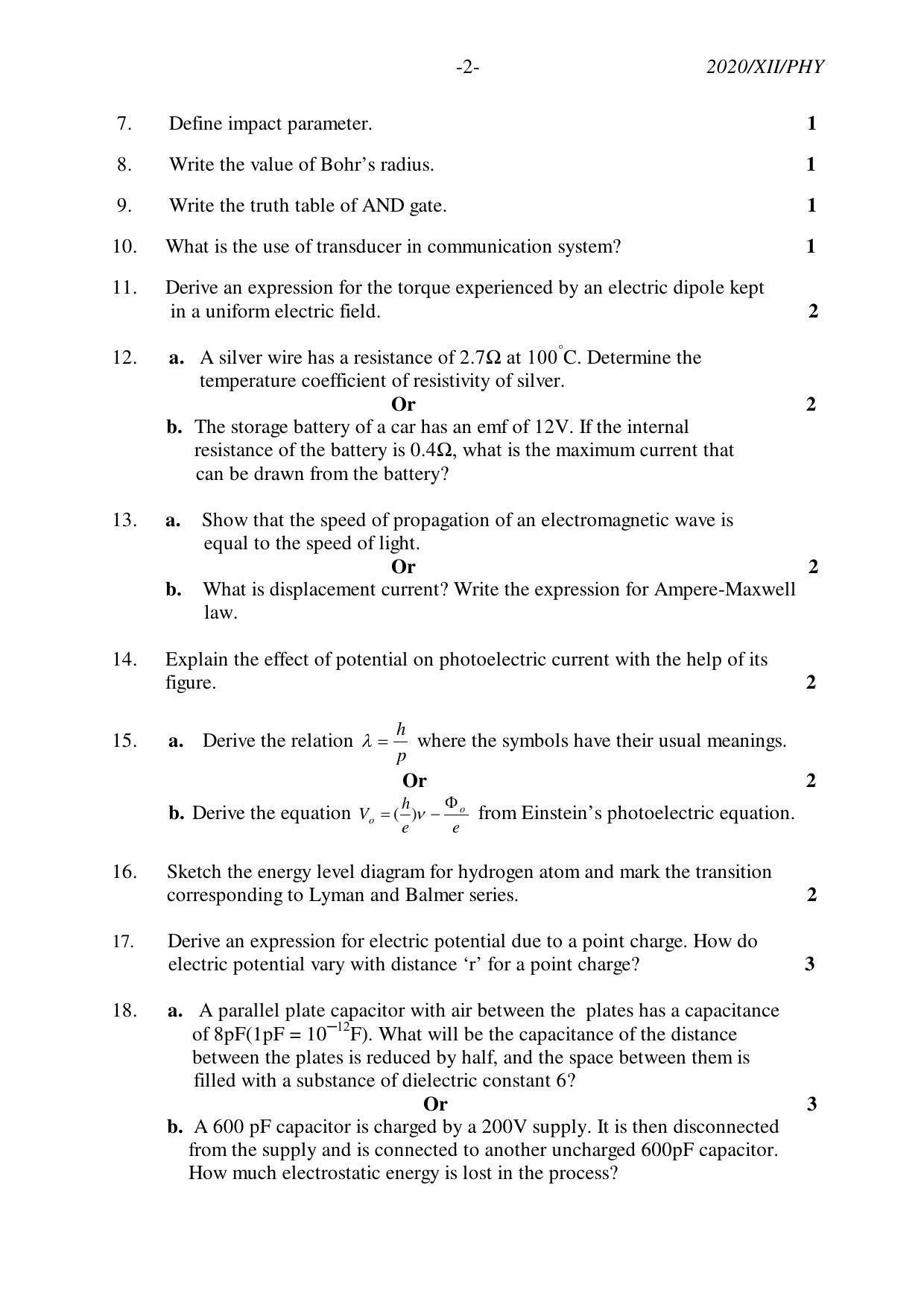 Nagaland Board Class 12 PHYSICS 2020 Question Papers - Page 2