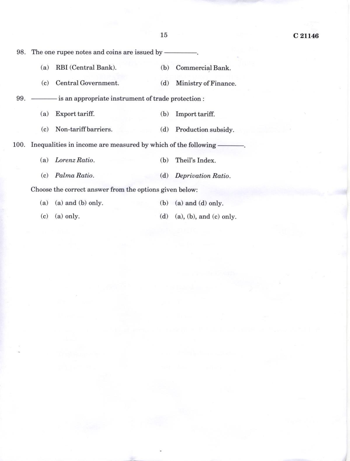 CUCAT 2022 Integrated M.A in Development Studies Question Paper - Page 15