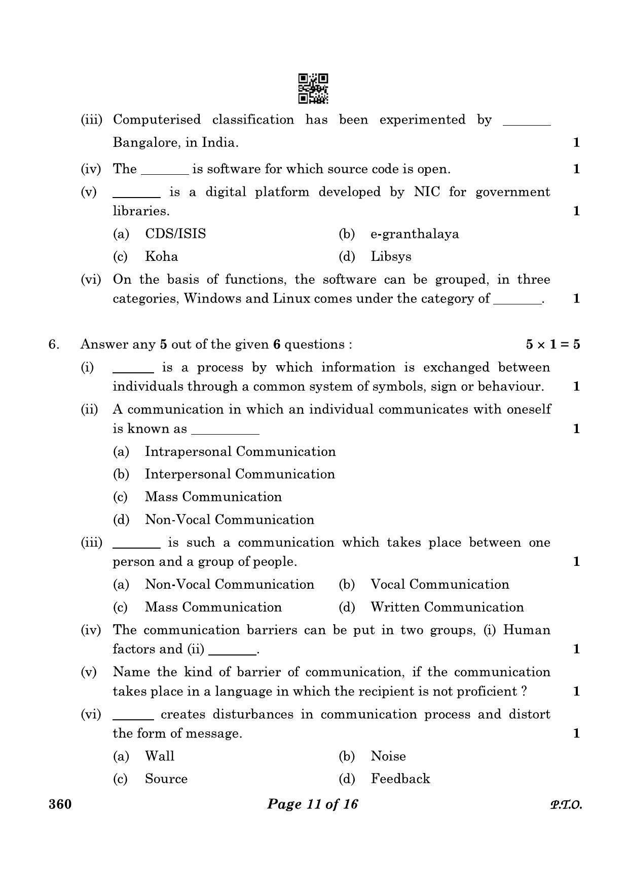 CBSE Class 12 360 Library And Information Science 2023 Question Paper - Page 11