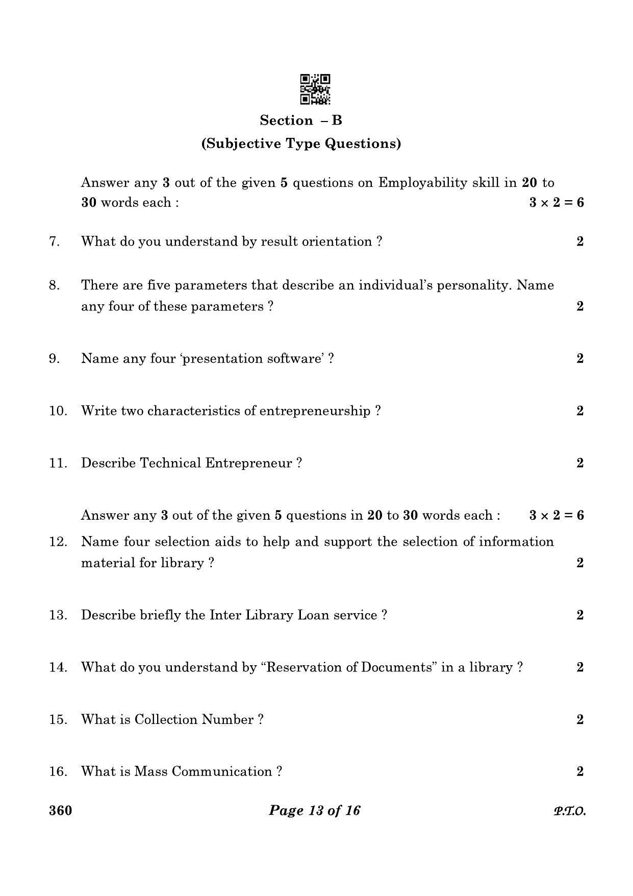 CBSE Class 12 360 Library And Information Science 2023 Question Paper - Page 13