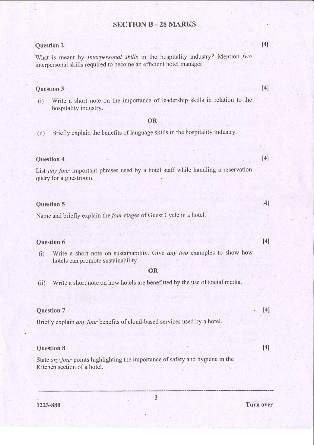 ISC Class 12 Hospitality Management 2023 Question Paper - Page 3
