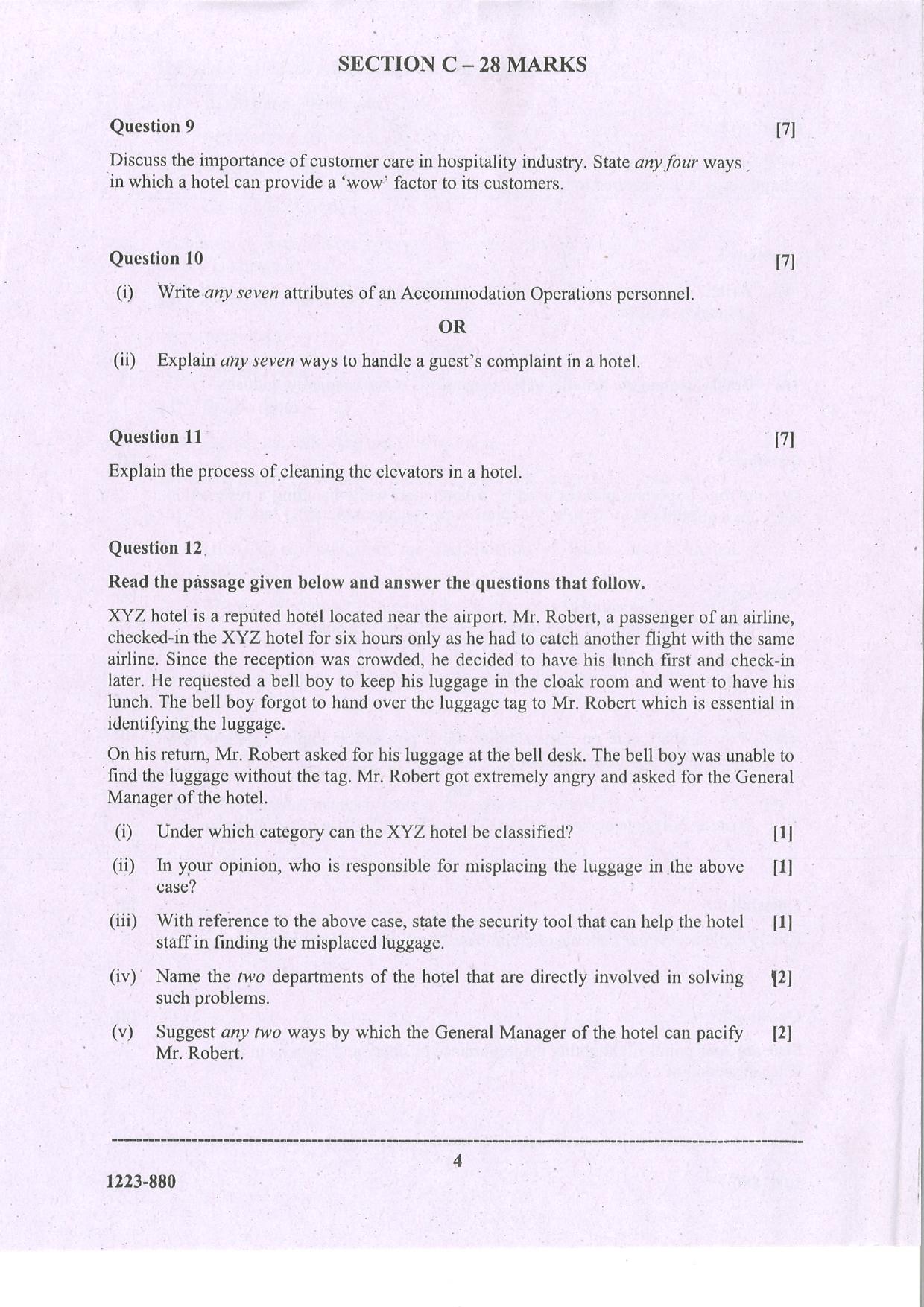 ISC Class 12 Hospitality Management 2023 Question Paper - Page 4