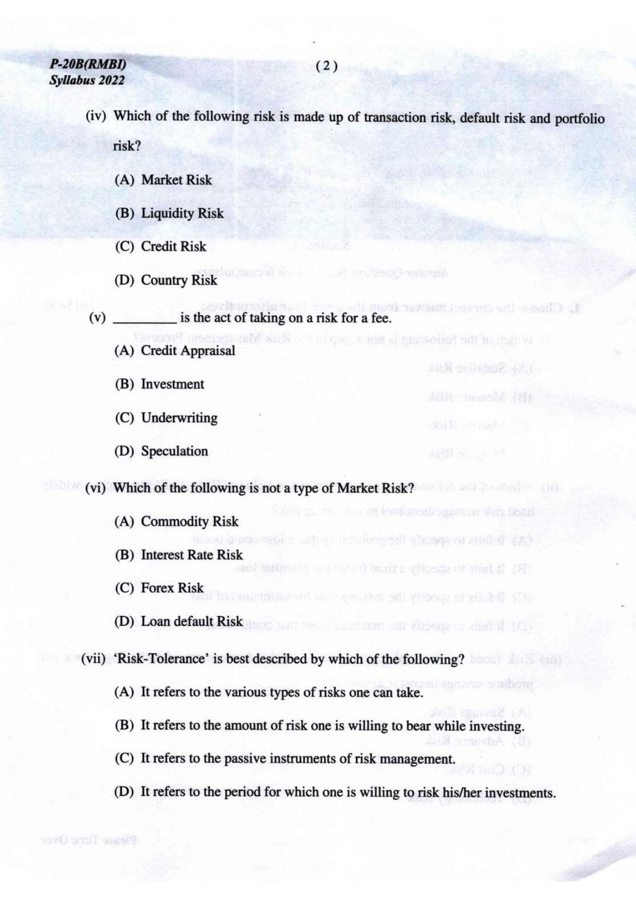 ICMAI Final December 2023 Question Paper - Risk Management In Banking And Insurance - Page 2