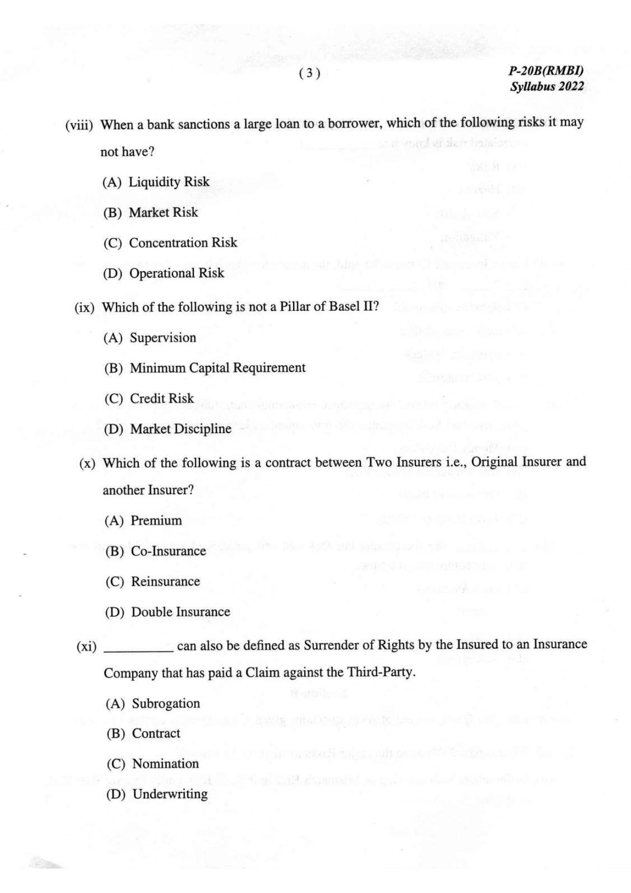 ICMAI Final December 2023 Question Paper - Risk Management In Banking And Insurance - Page 3