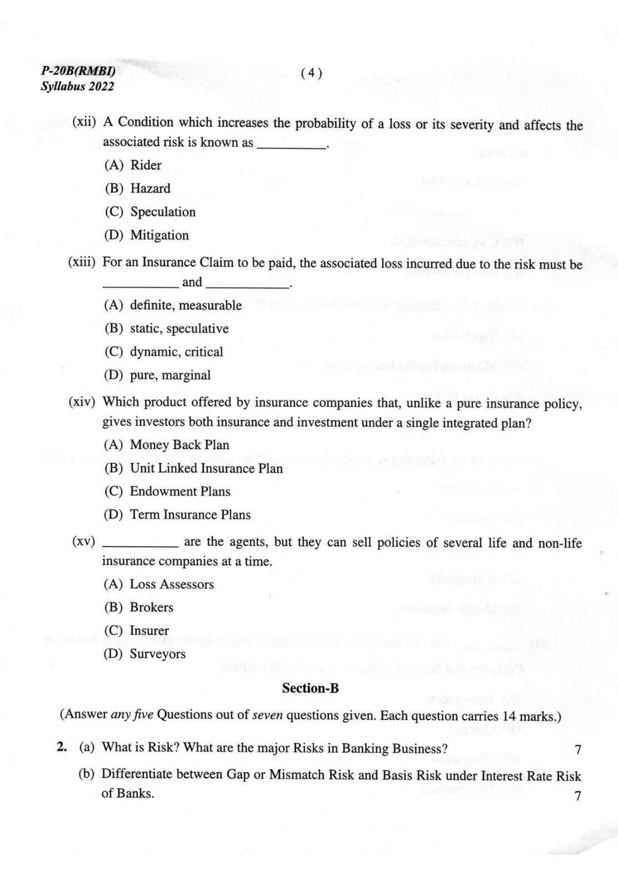 ICMAI Final December 2023 Question Paper - Risk Management In Banking And Insurance - Page 4