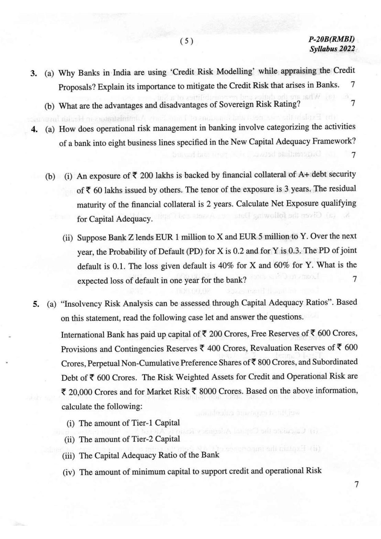ICMAI Final December 2023 Question Paper - Risk Management In Banking And Insurance - Page 5