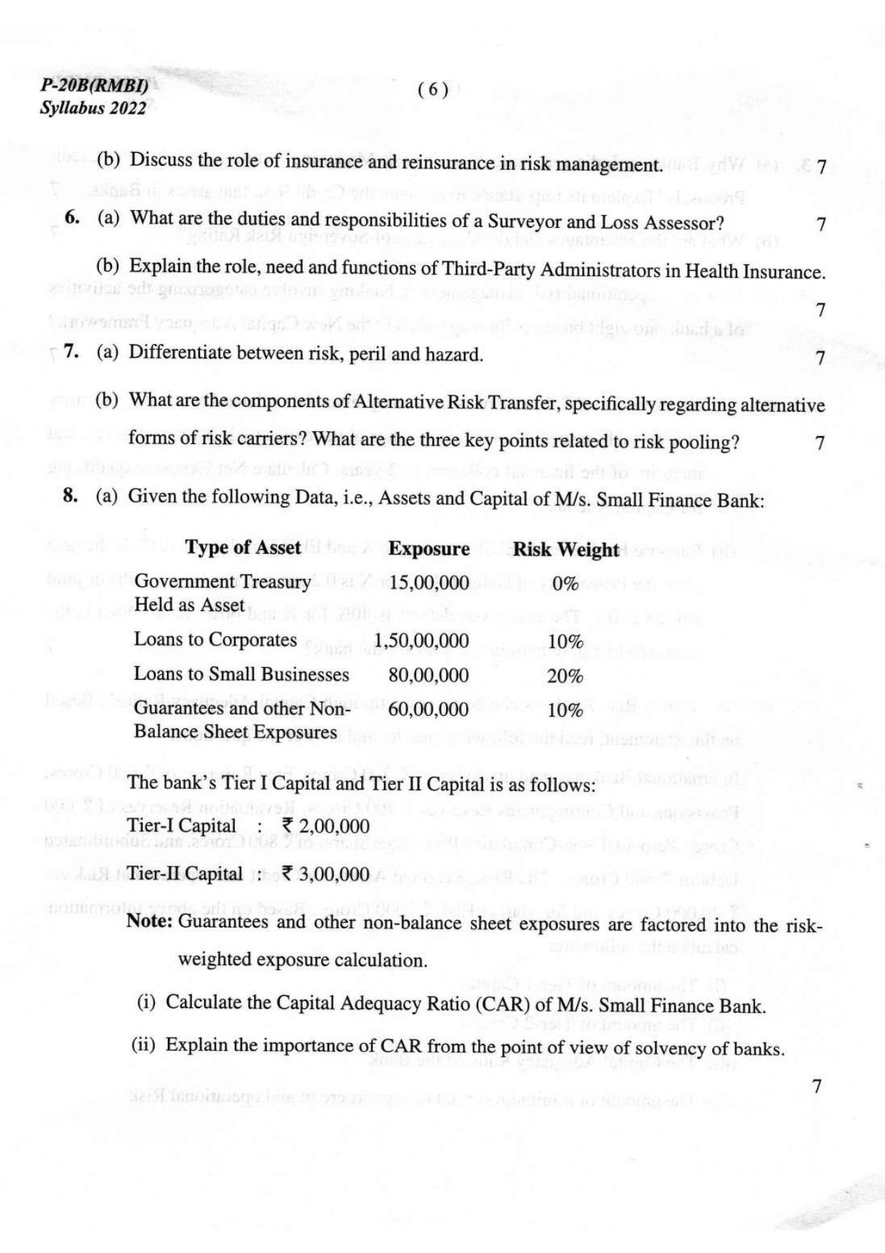 ICMAI Final December 2023 Question Paper - Risk Management In Banking And Insurance - Page 6