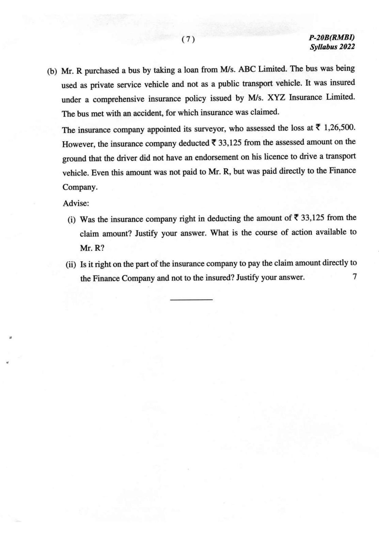 ICMAI Final December 2023 Question Paper - Risk Management In Banking And Insurance - Page 7