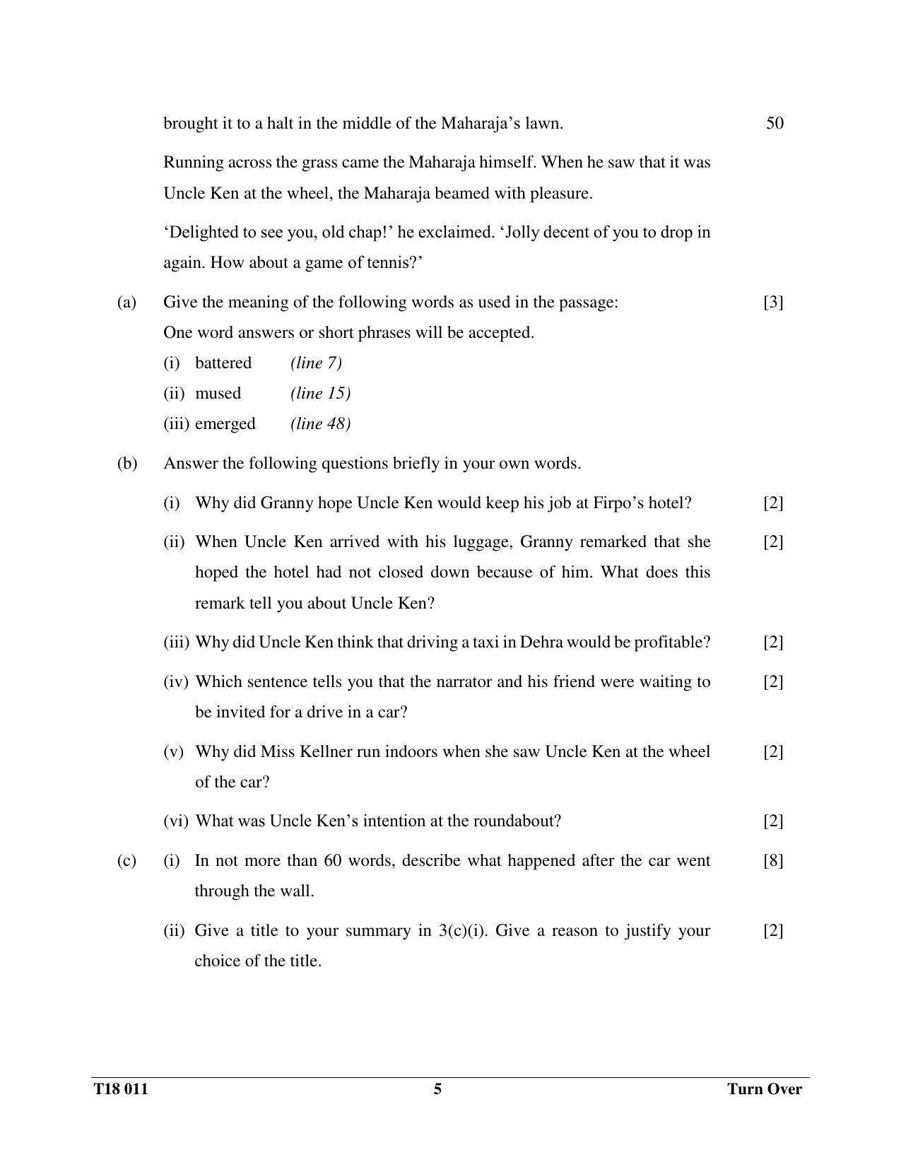 ISC Class 12 2018 English Question Paper - Page 5