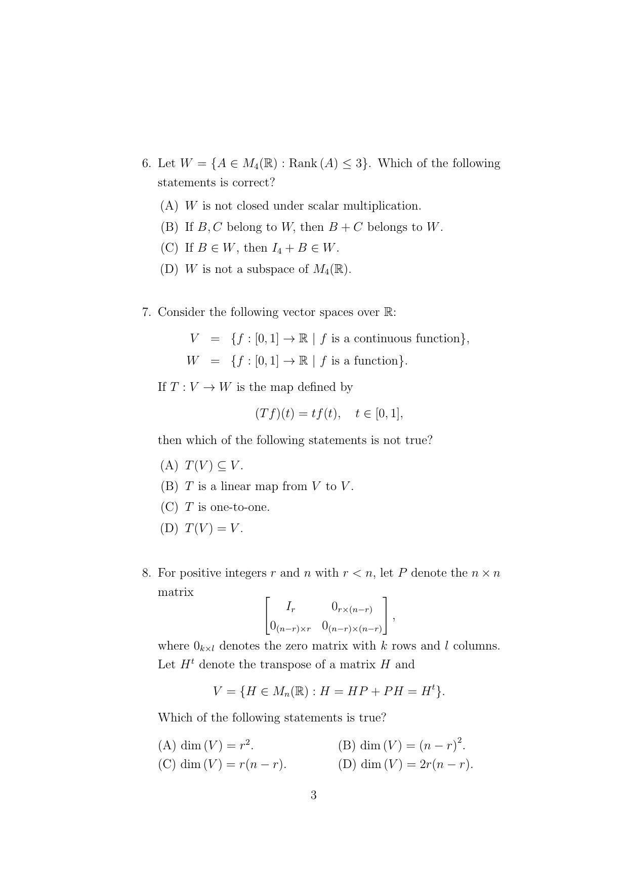 ISI Admission Test M.Math.PMA 2022 Sample Paper - Page 3