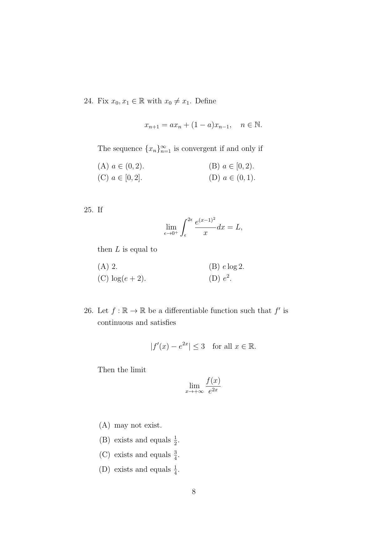 ISI Admission Test M.Math.PMA 2022 Sample Paper - Page 8