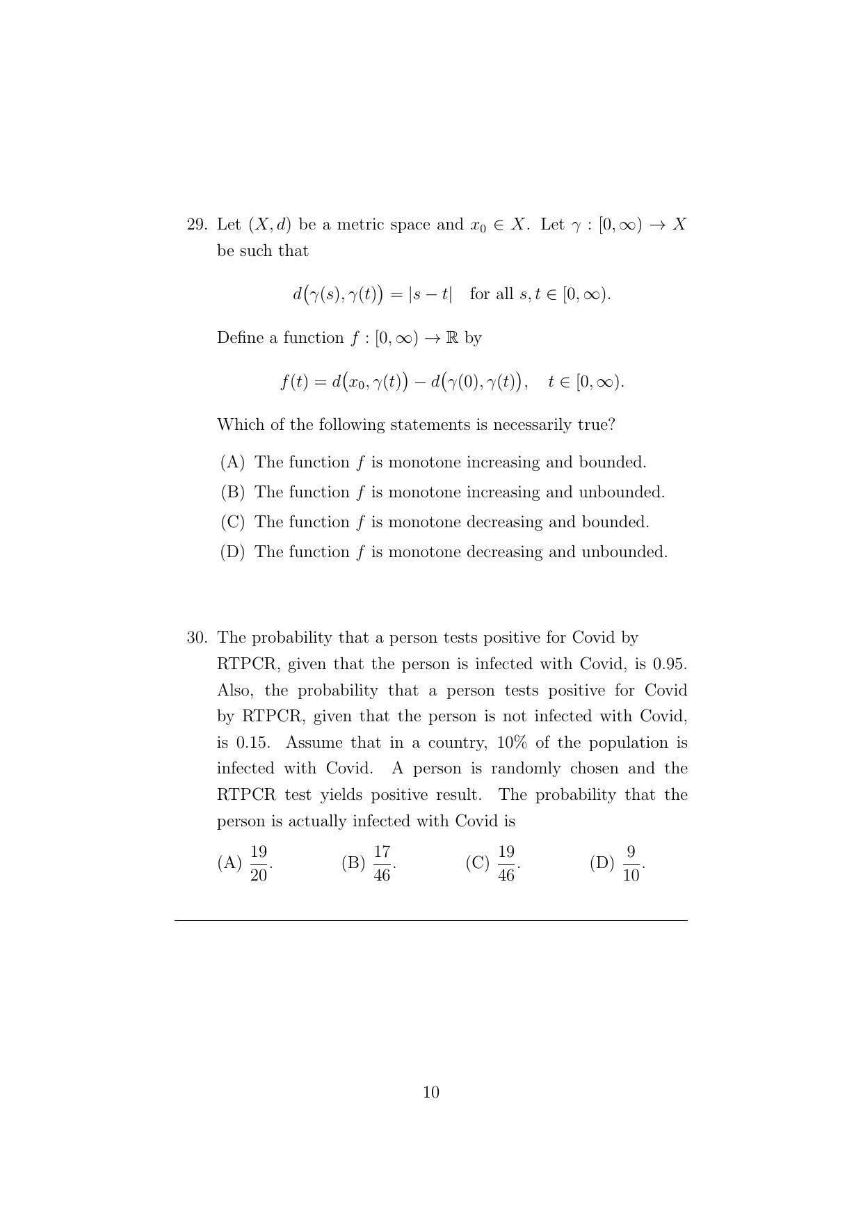 ISI Admission Test M.Math.PMA 2022 Sample Paper - Page 10