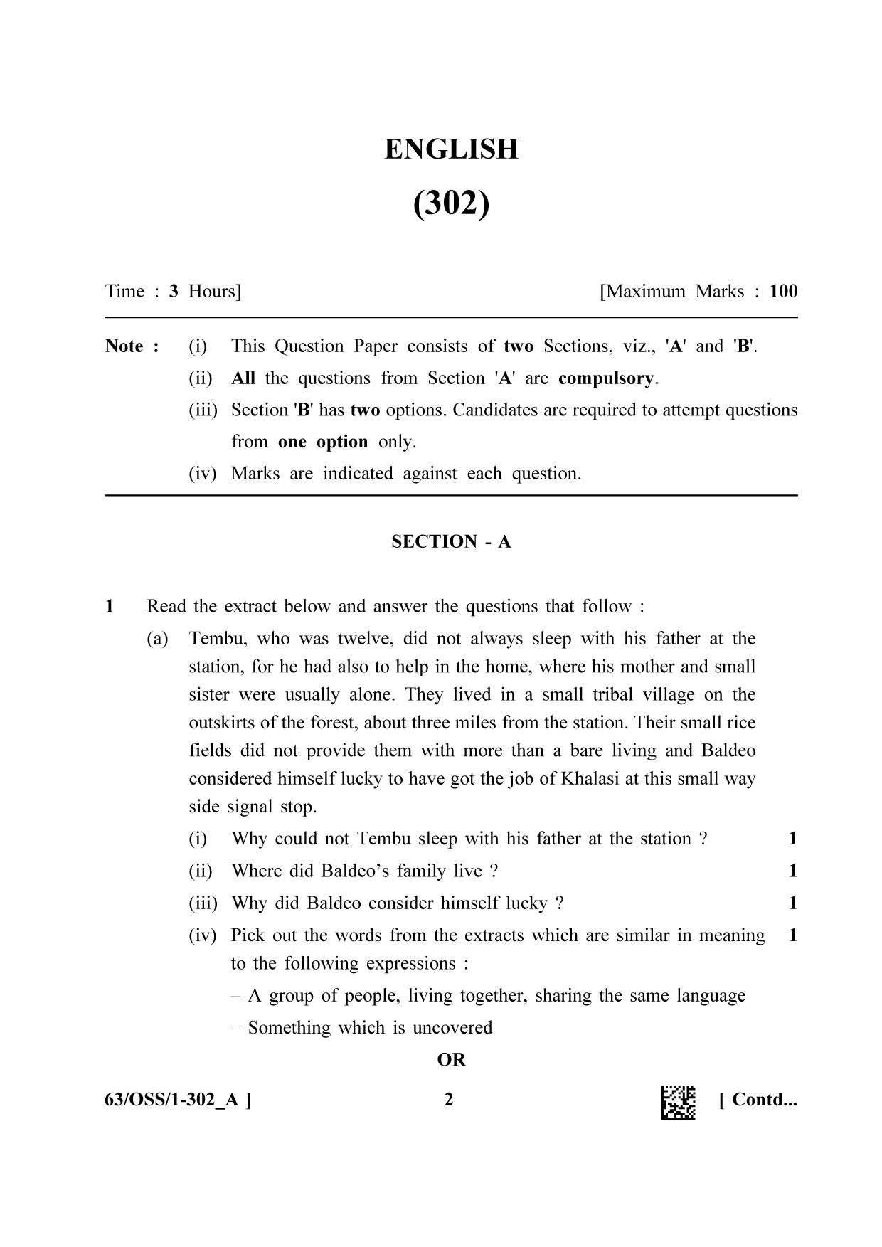 NIOS April 2022 Class 12 English Question Paper - Page 2