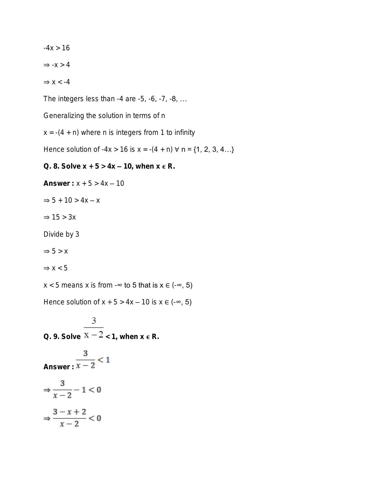 Chapter 6: Linear Inequations (In One Variable): RS Aggarwal Class 11 Solutions - Page 78
