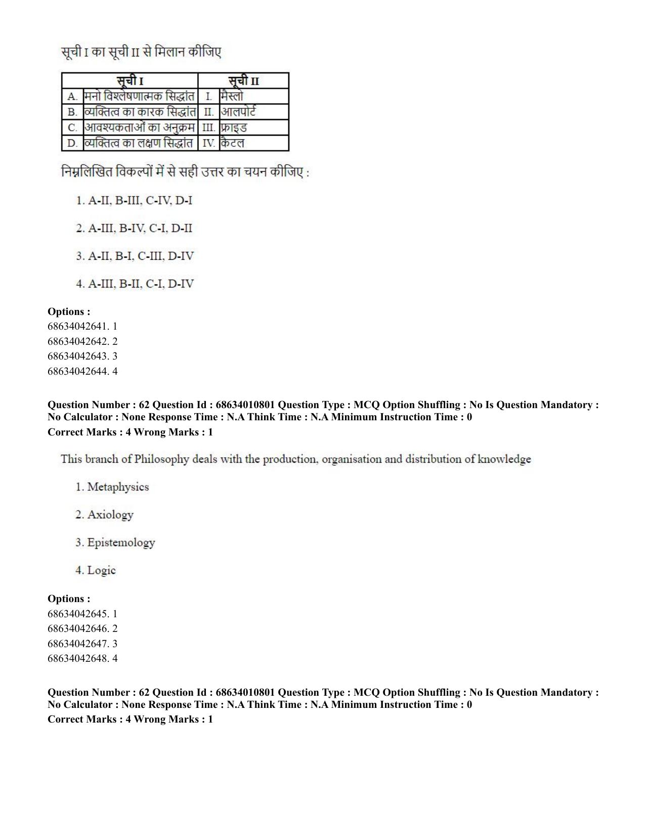 CUET PG 2023:COQP15 – M.Ed. (Hindi)-(09-06-2023) Question Paper - Page 123