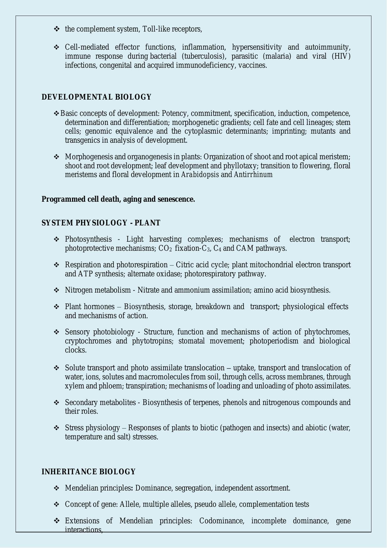 NTA PhD Entrance Exam Botany Syllabus - Page 3