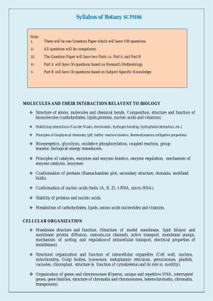 NTA PhD Entrance Exam Botany Syllabus