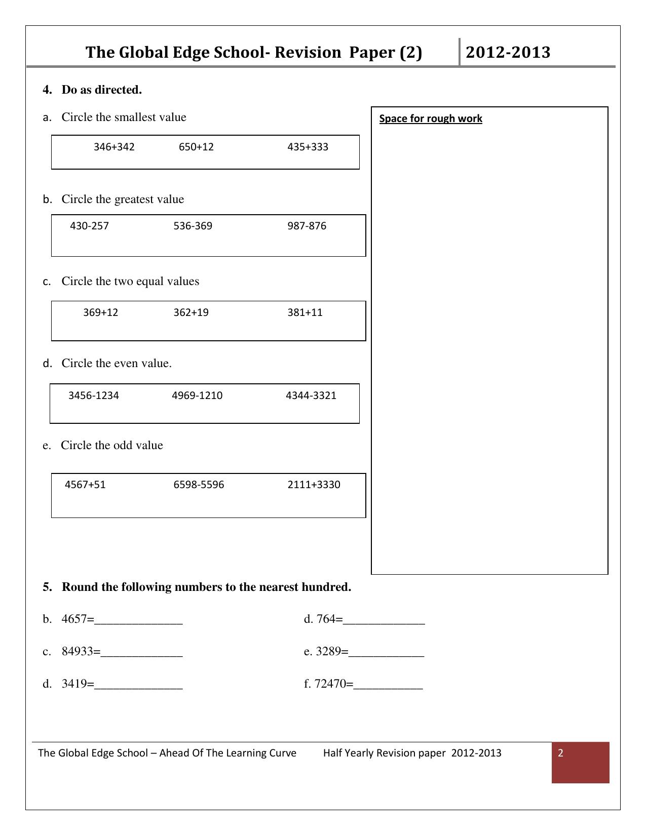 Worksheet for Class 3 Mathematics Assignment 21 - Page 2
