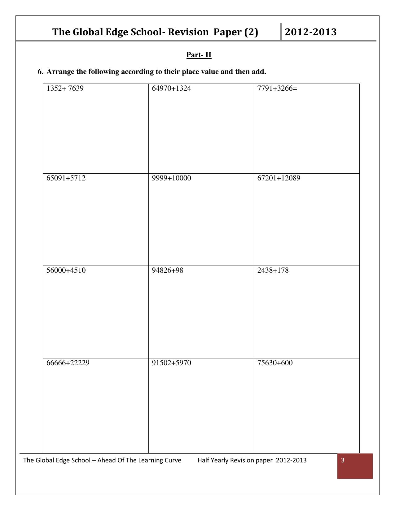 Worksheet for Class 3 Mathematics Assignment 21 - Page 3