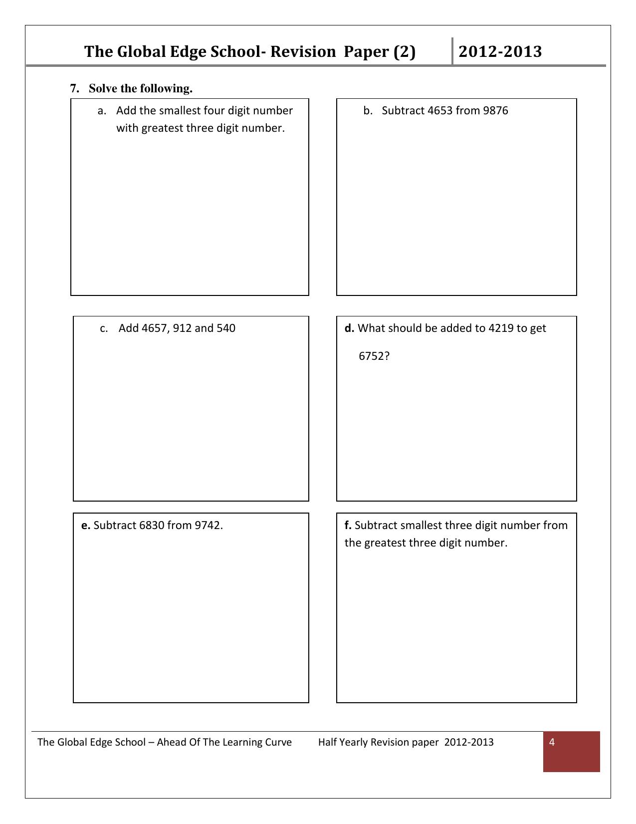 Worksheet for Class 3 Mathematics Assignment 21 - Page 4