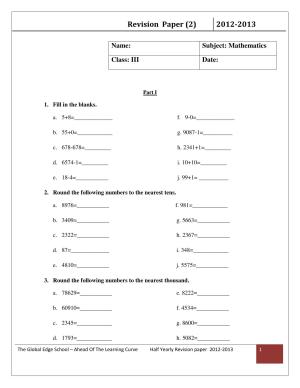 Worksheet for Class 3 Mathematics Assignment 21