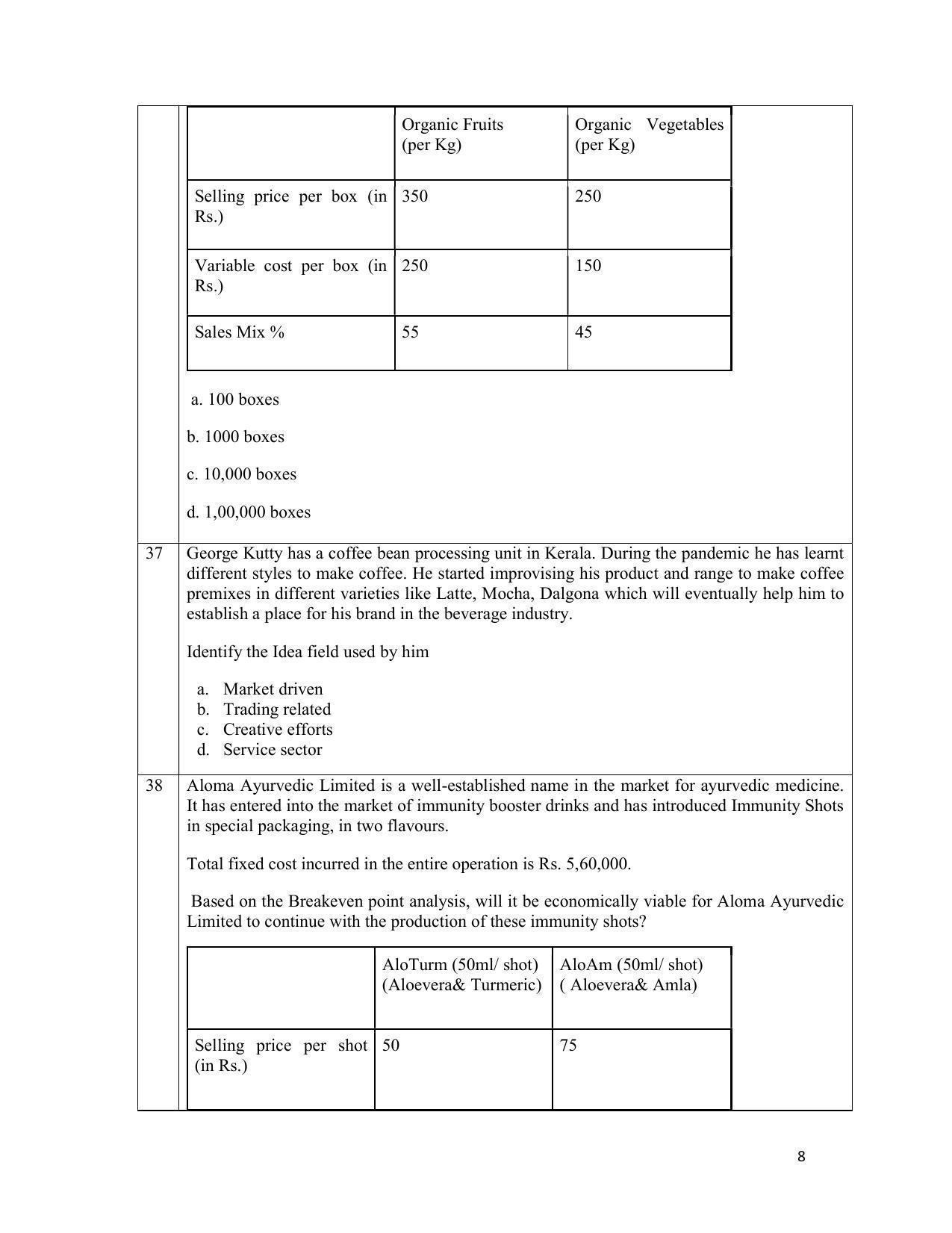 CBSE Class 12 Entrepreneurship Sample Paper 2021-22 - Page 8
