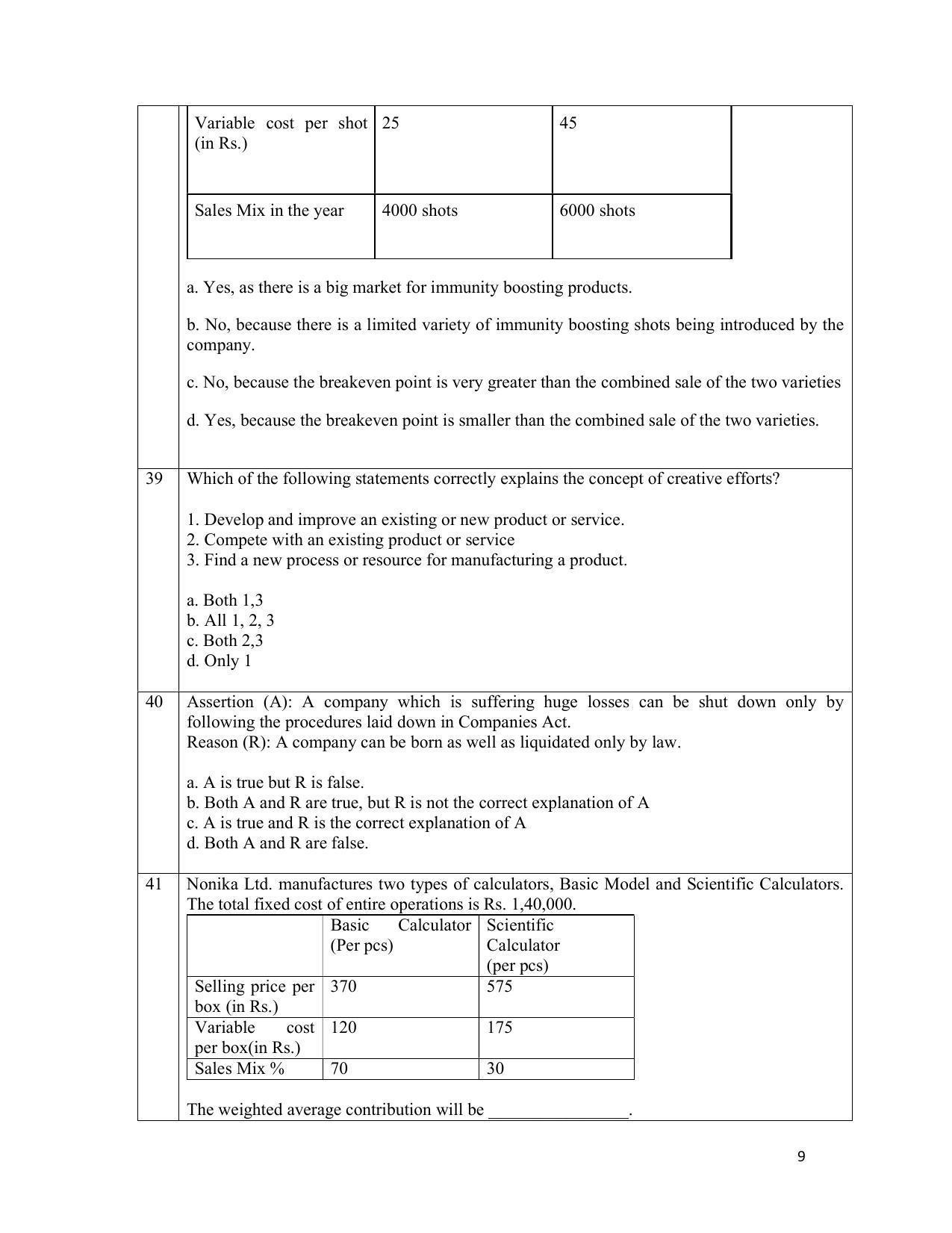 CBSE Class 12 Entrepreneurship Sample Paper 2021-22 - Page 9