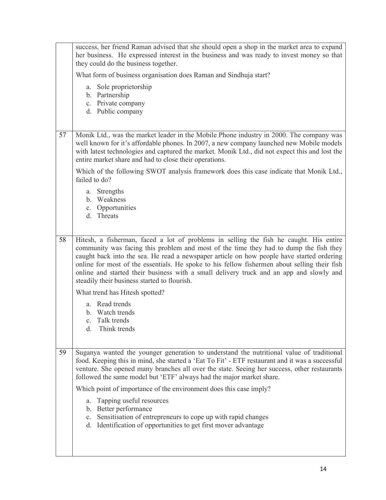 CBSE Class 12 Entrepreneurship Sample Paper 2021-22 - Page 14