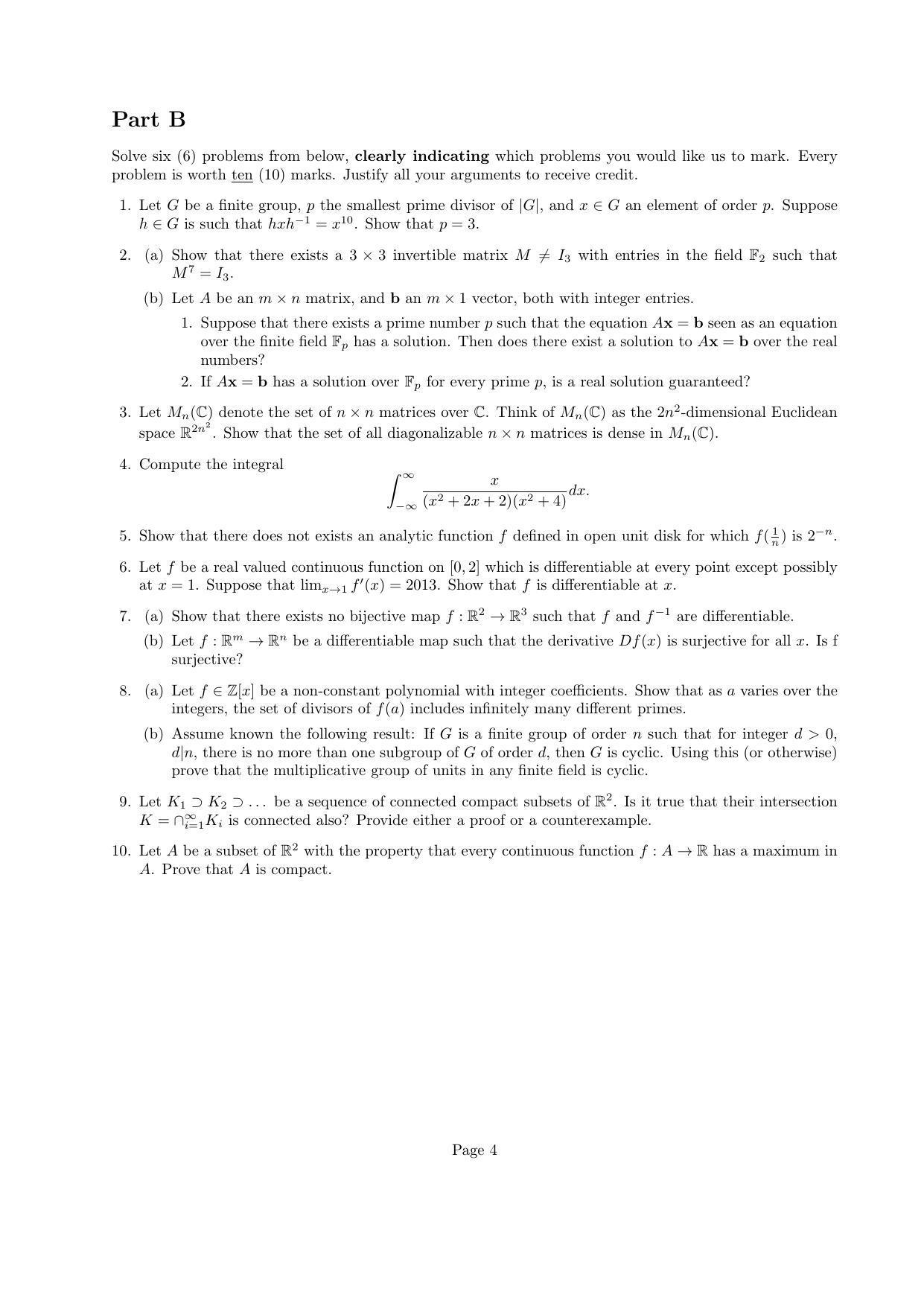 CMI Entrance Exam 2013 Question Paper MSc/PhD Computer Science - Page 4