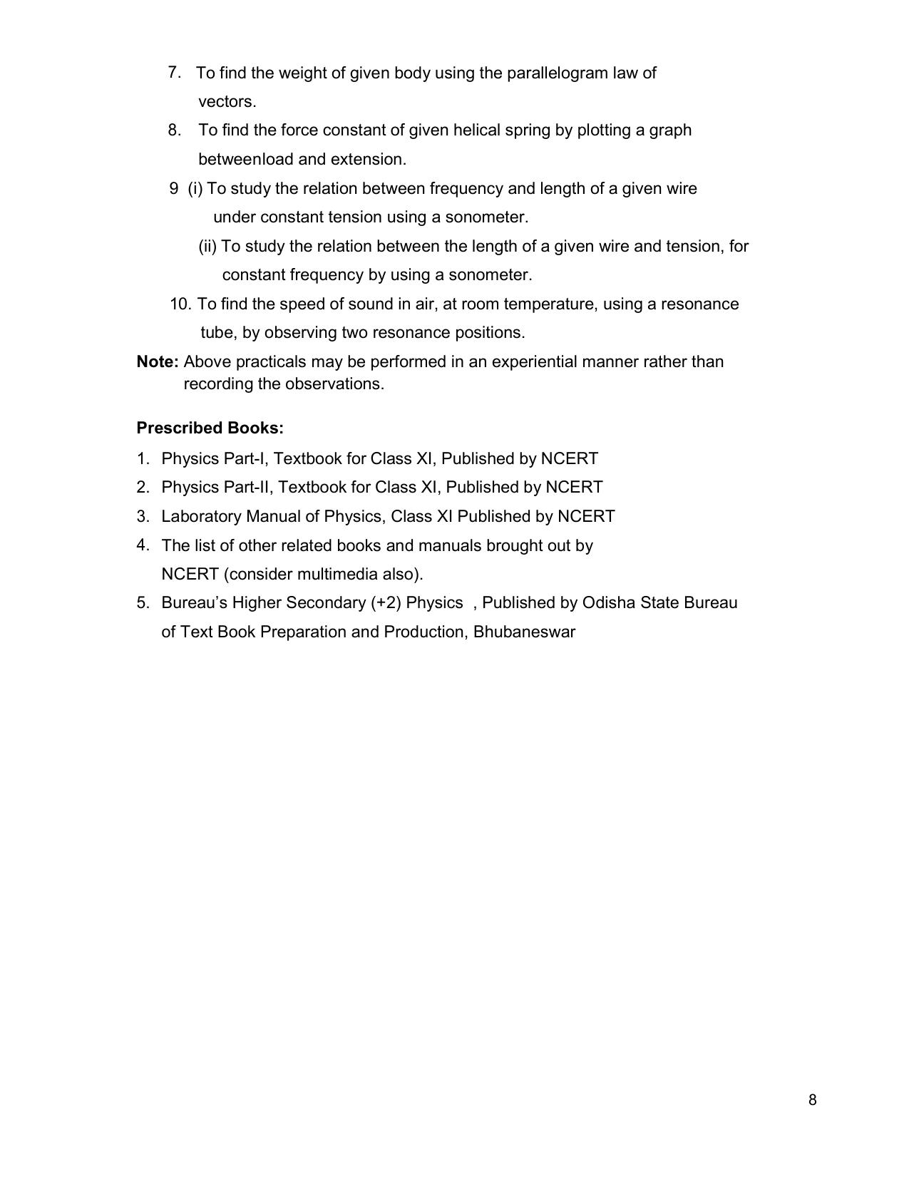 CHSE Odisha Class 12 Syllabus for Physics - Page 8