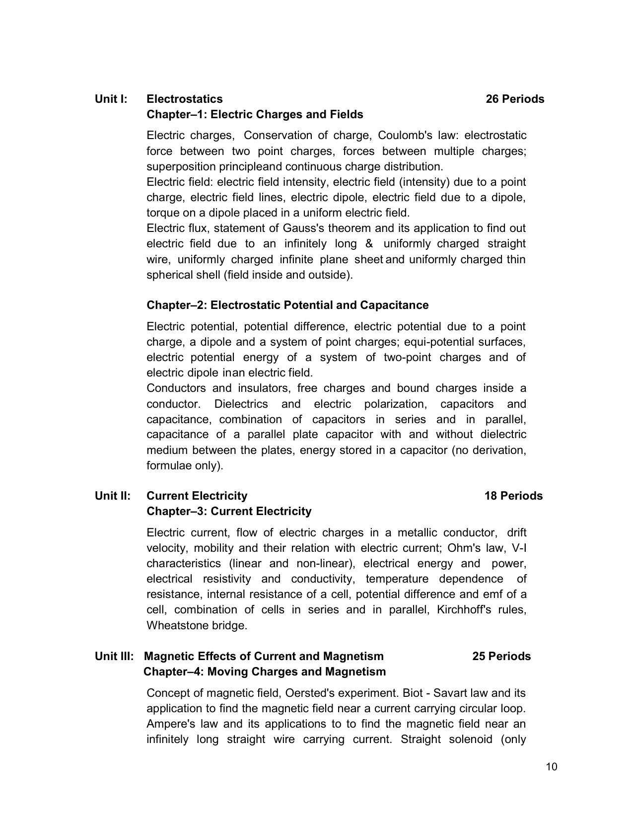 CHSE Odisha Class 12 Syllabus for Physics - Page 10