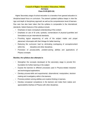 CHSE Odisha Class 12 Syllabus for Physics