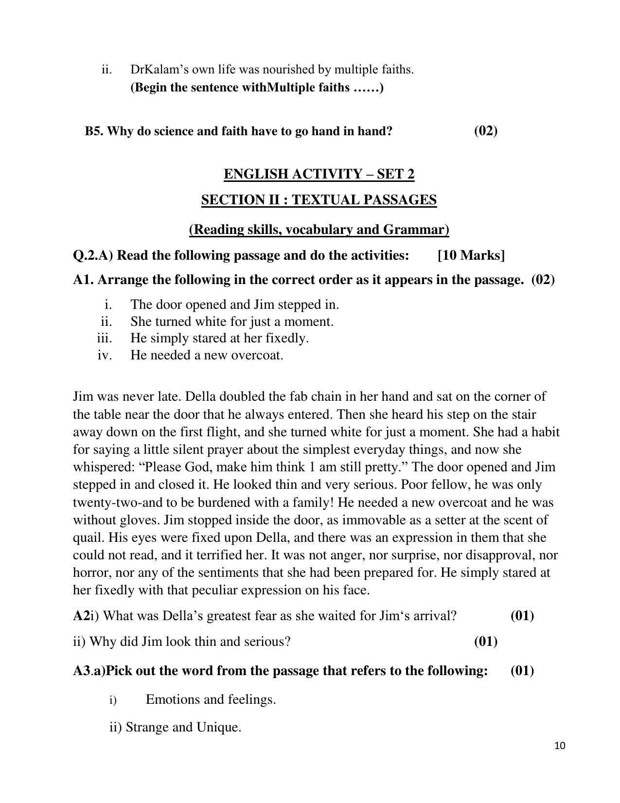 Maharashtra Board Class 10 English First Language (English Medium) 2023 Question Bank - Page 10
