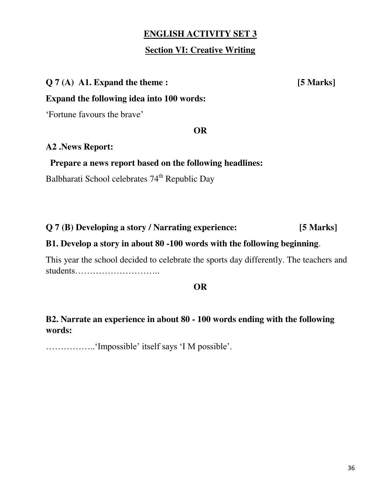 Maharashtra Board Class 10 English First Language (English Medium) 2023 Question Bank - Page 36