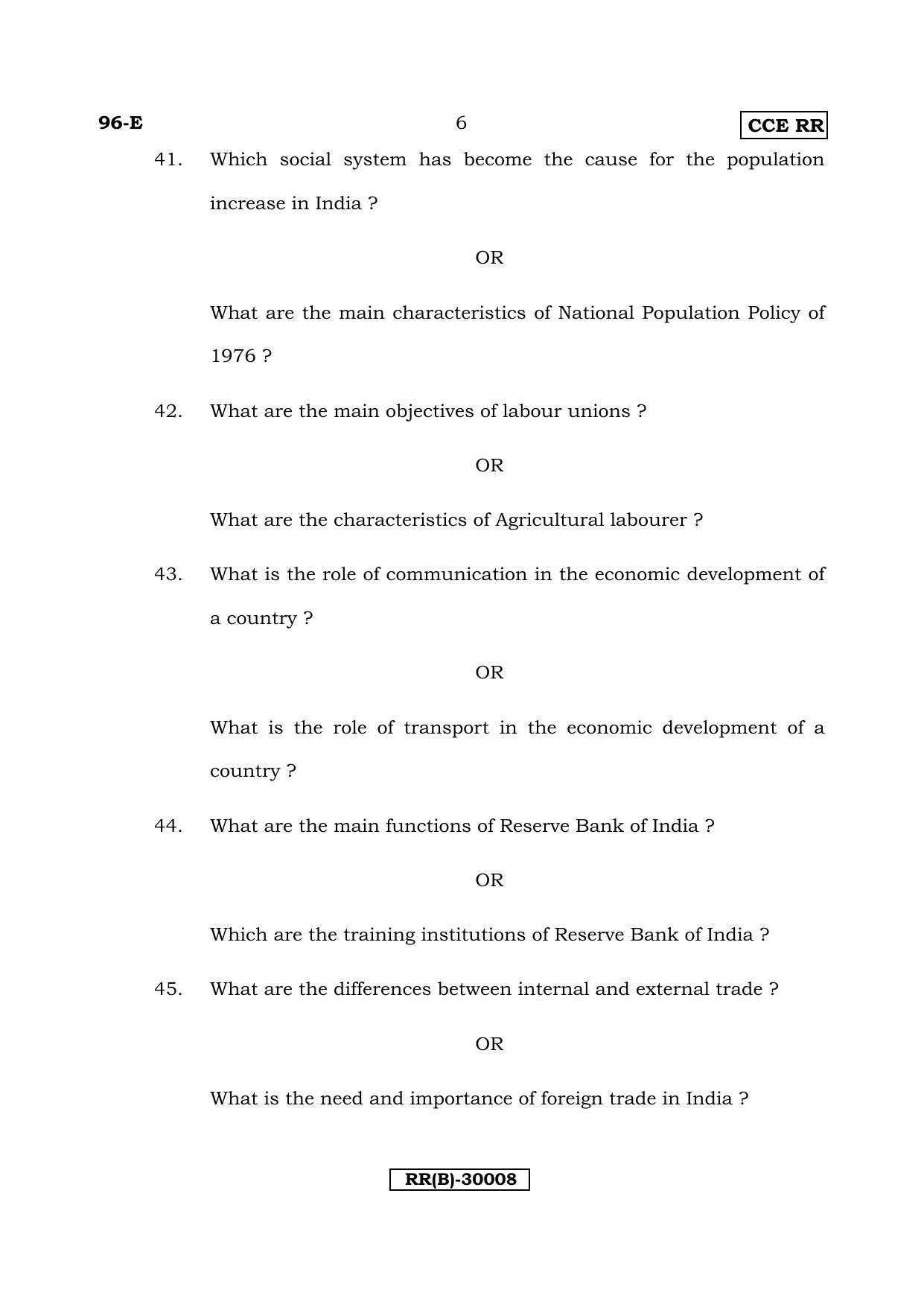 Karnataka SSLC ECONOMICS - ENGLISH (96-E (RR) (Revised Un-Revised)_sp6) (Supplementary) June 2018 Question Paper - Page 6