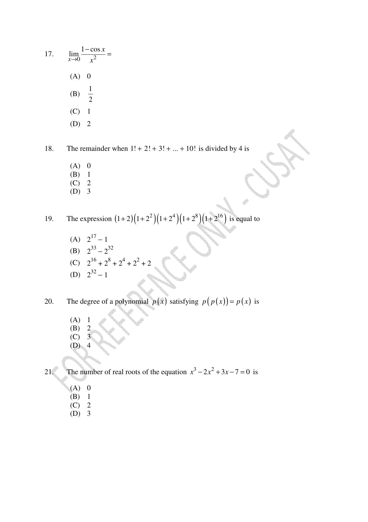 CUSAT CAT 2023 M.Voc Software Applications Development Question Paper - Page 5