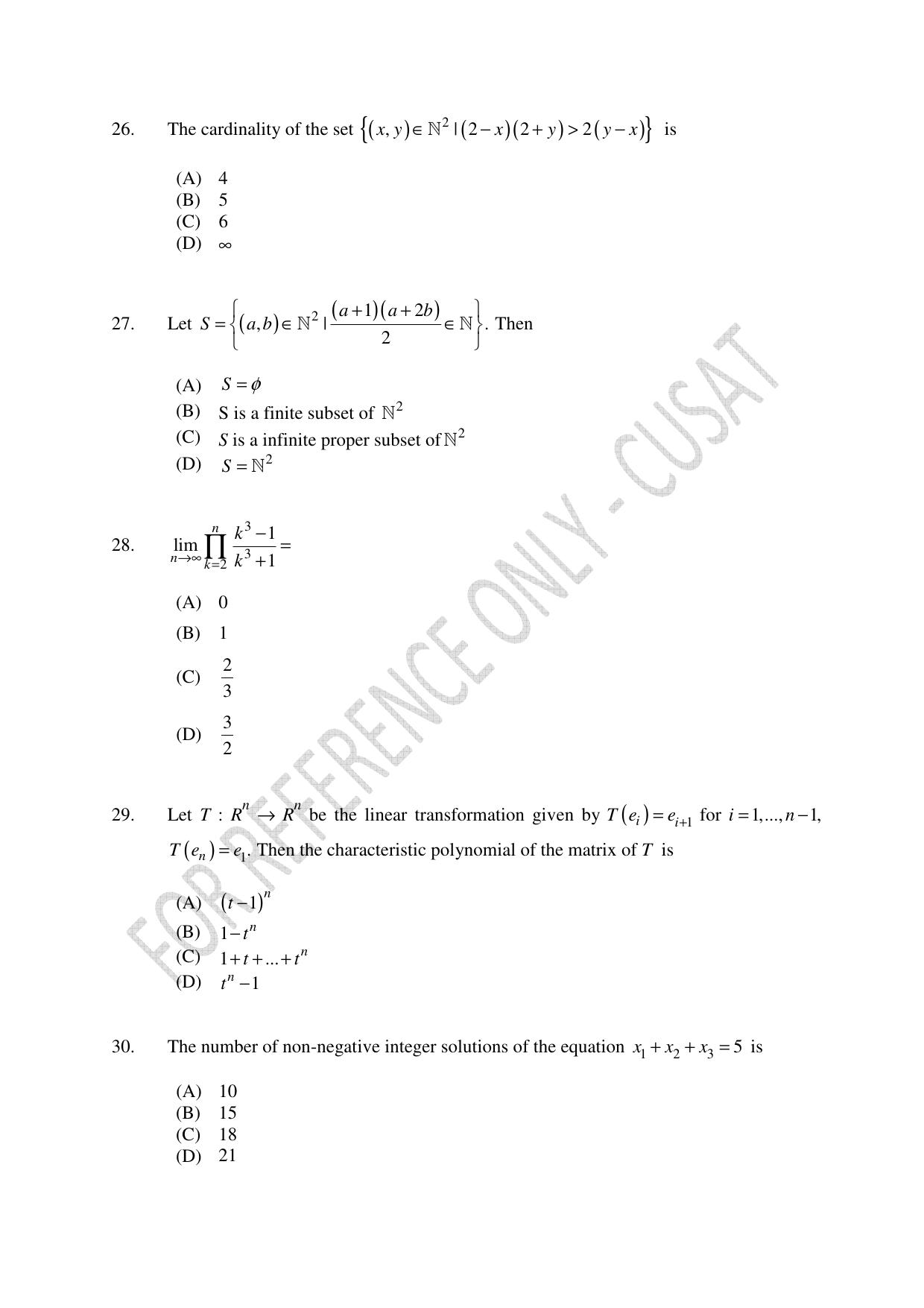 CUSAT CAT 2023 M.Voc Software Applications Development Question Paper - Page 7