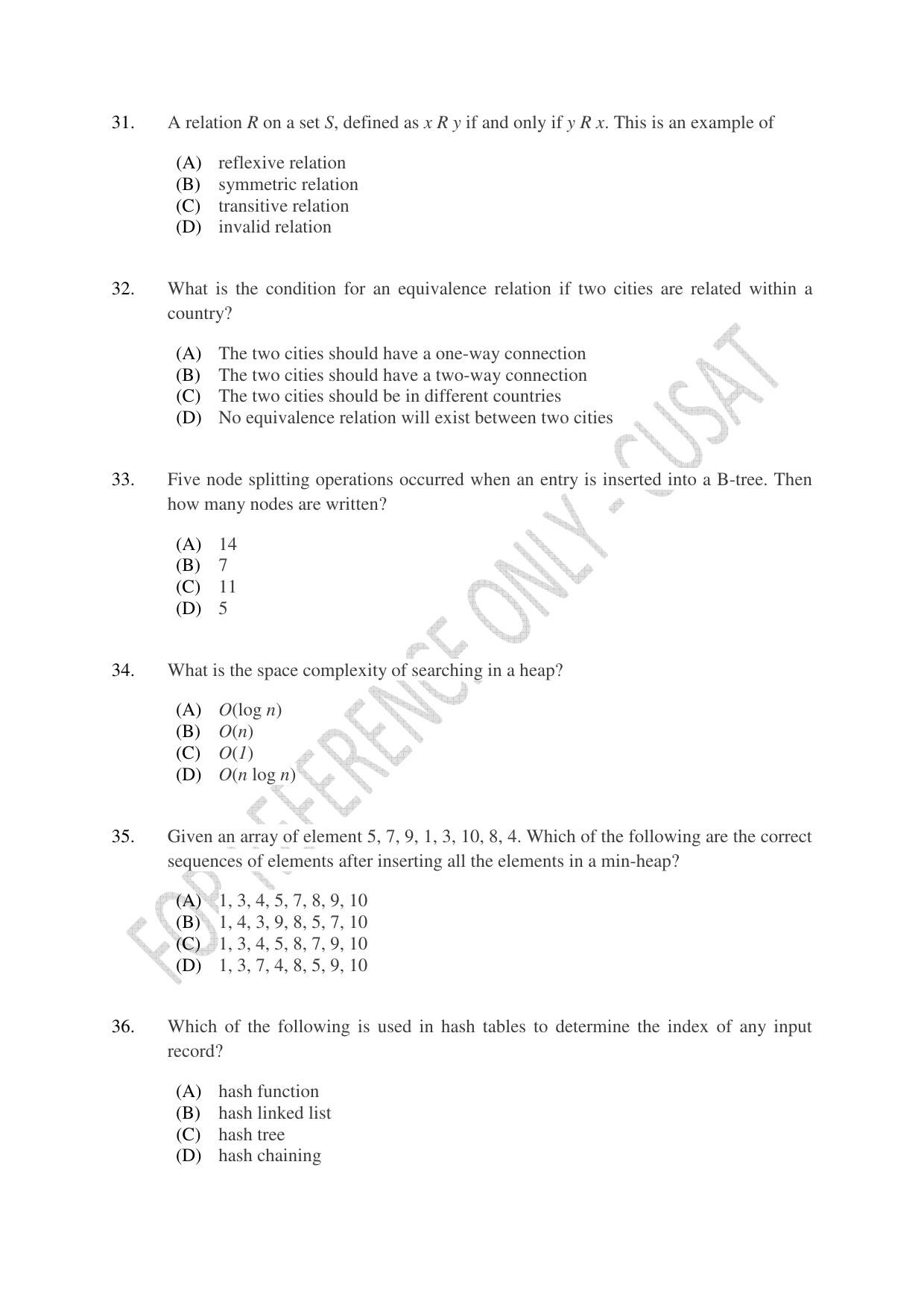 CUSAT CAT 2023 M.Voc Software Applications Development Question Paper - Page 8
