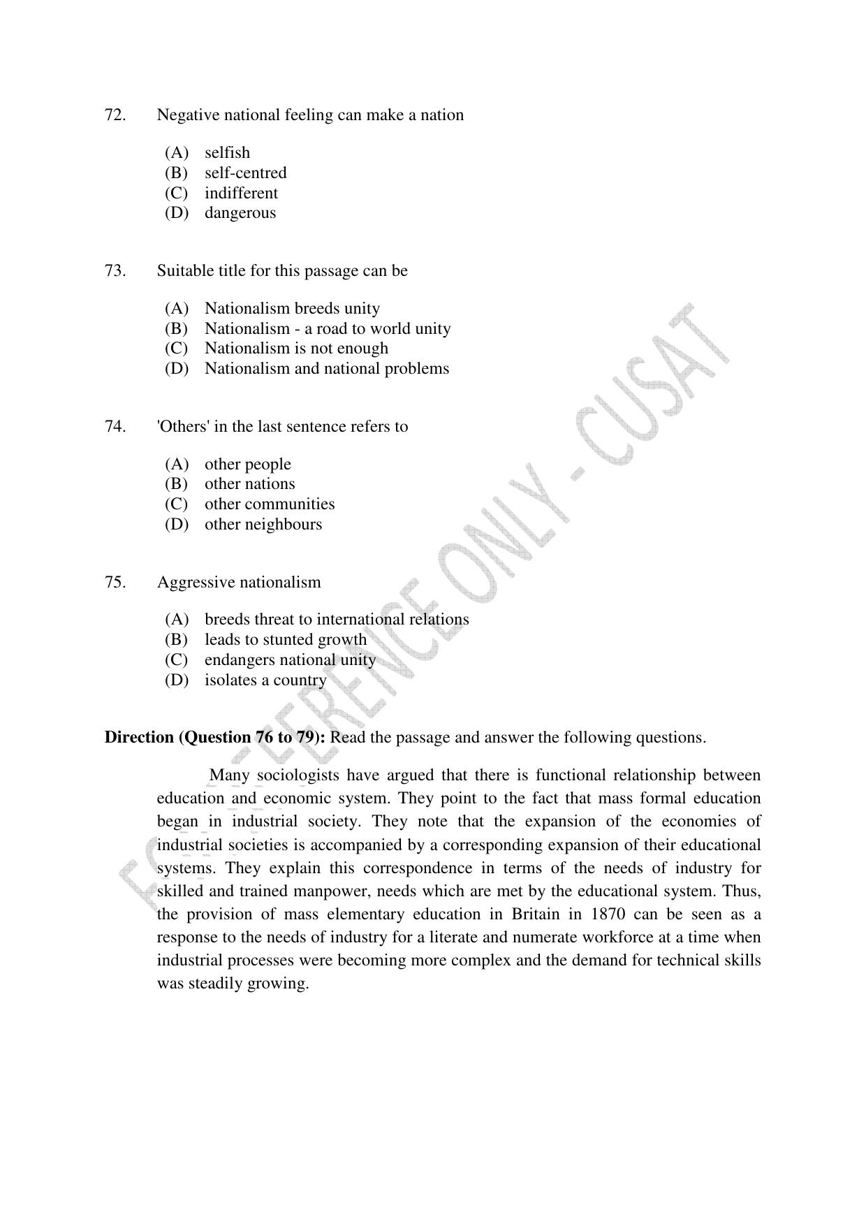 CUSAT CAT 2023 M.Voc Software Applications Development Question Paper - Page 16