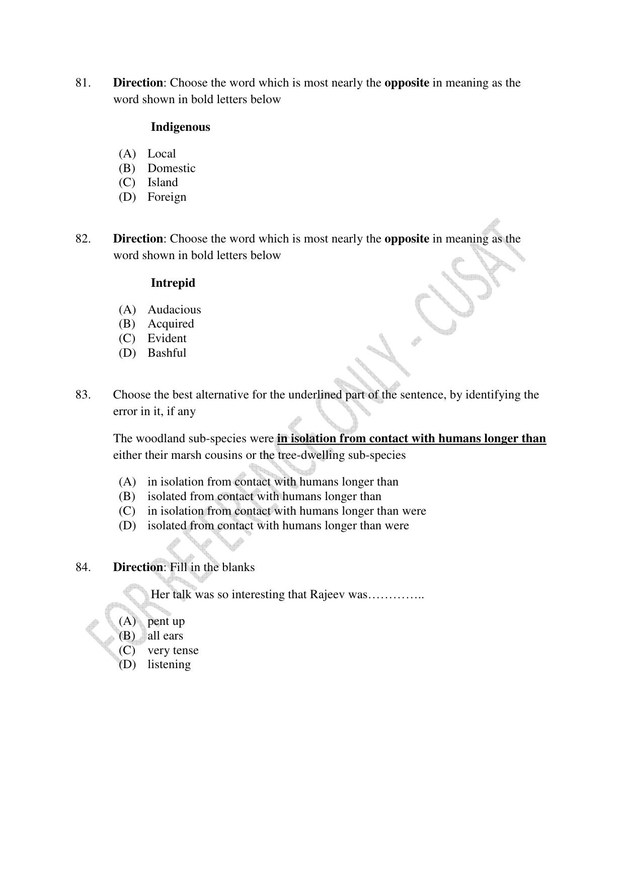 CUSAT CAT 2023 M.Voc Software Applications Development Question Paper - Page 18
